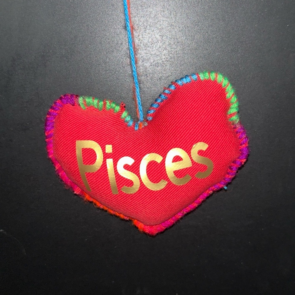 Pisces Heart Ornament with Gold Lettering